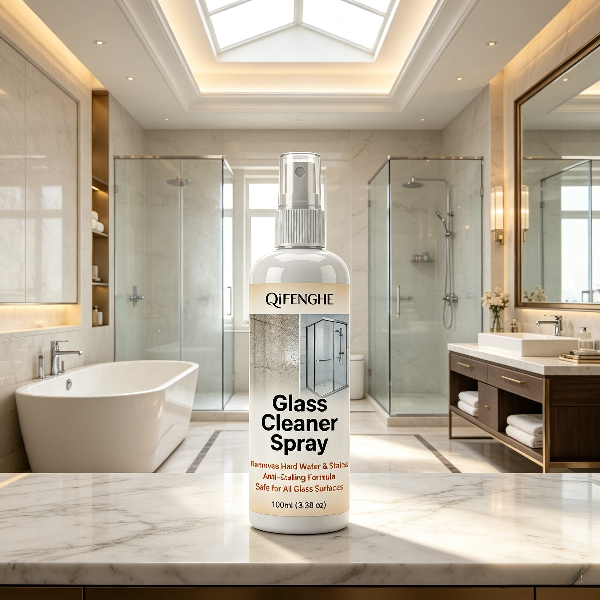 Glass Cleaner Streak - ガラス用瞬間硬水垢除去剤 - 水垢＆石鹸垢クリーナー、シャワー扉や浴槽に残らない光沢のある仕上がり