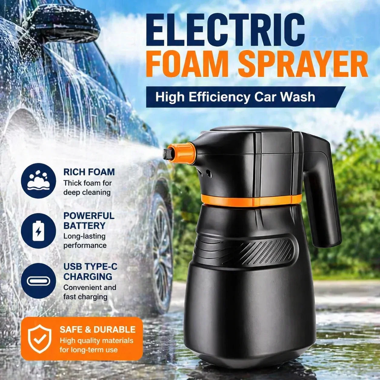 Pressure Washer Foam Gun - 電動フォームスプレーヤー洗車クリーニングディテーリングスノーキャノン高圧洗浄機充電式洗車フォーム缶