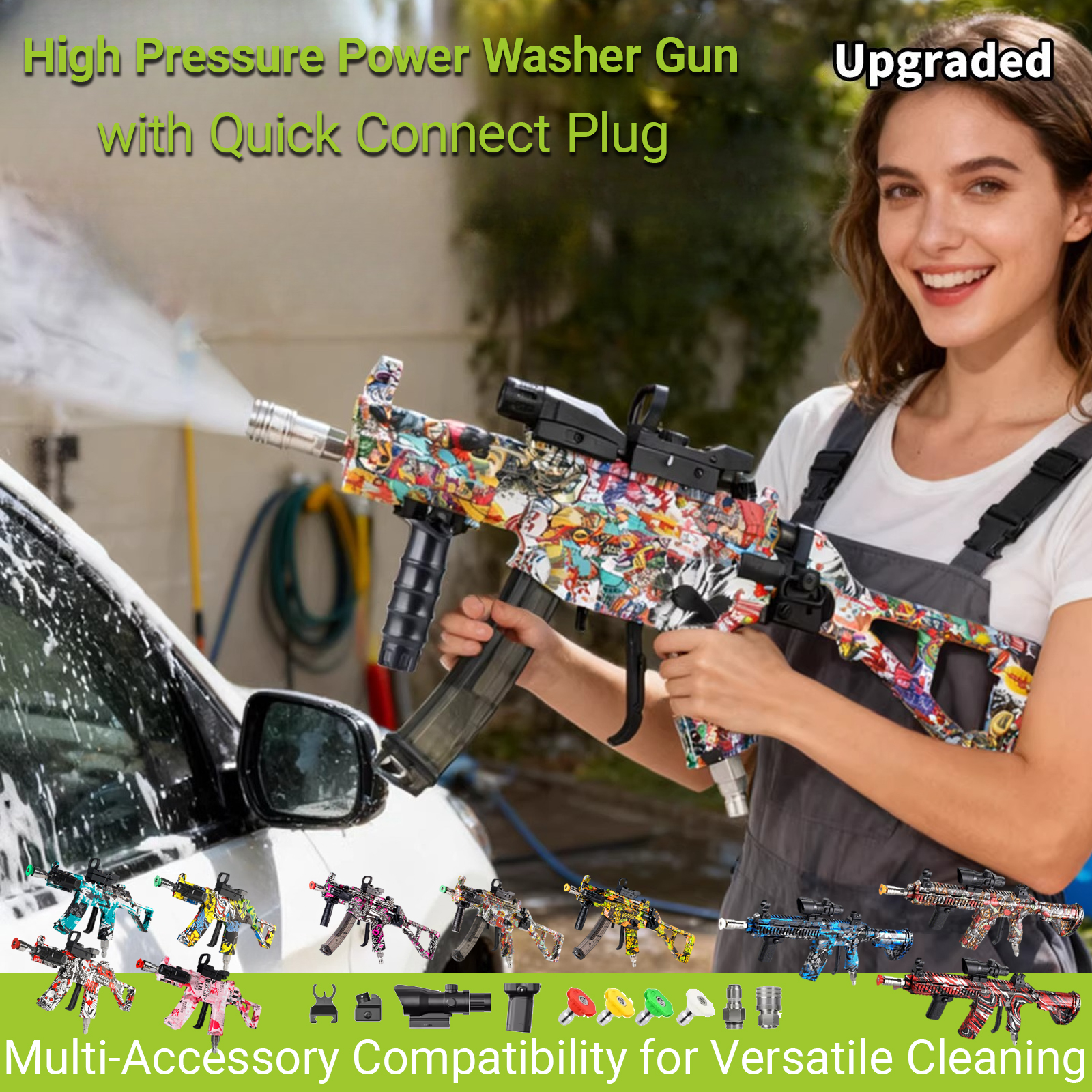 Pressure Washer Foam Gun - 高圧洗浄機ガン 車洗浄用 クイックコネクトプラグ付き フォームキャノン＆ガーデンホース対応 プロ仕様洗車ツール