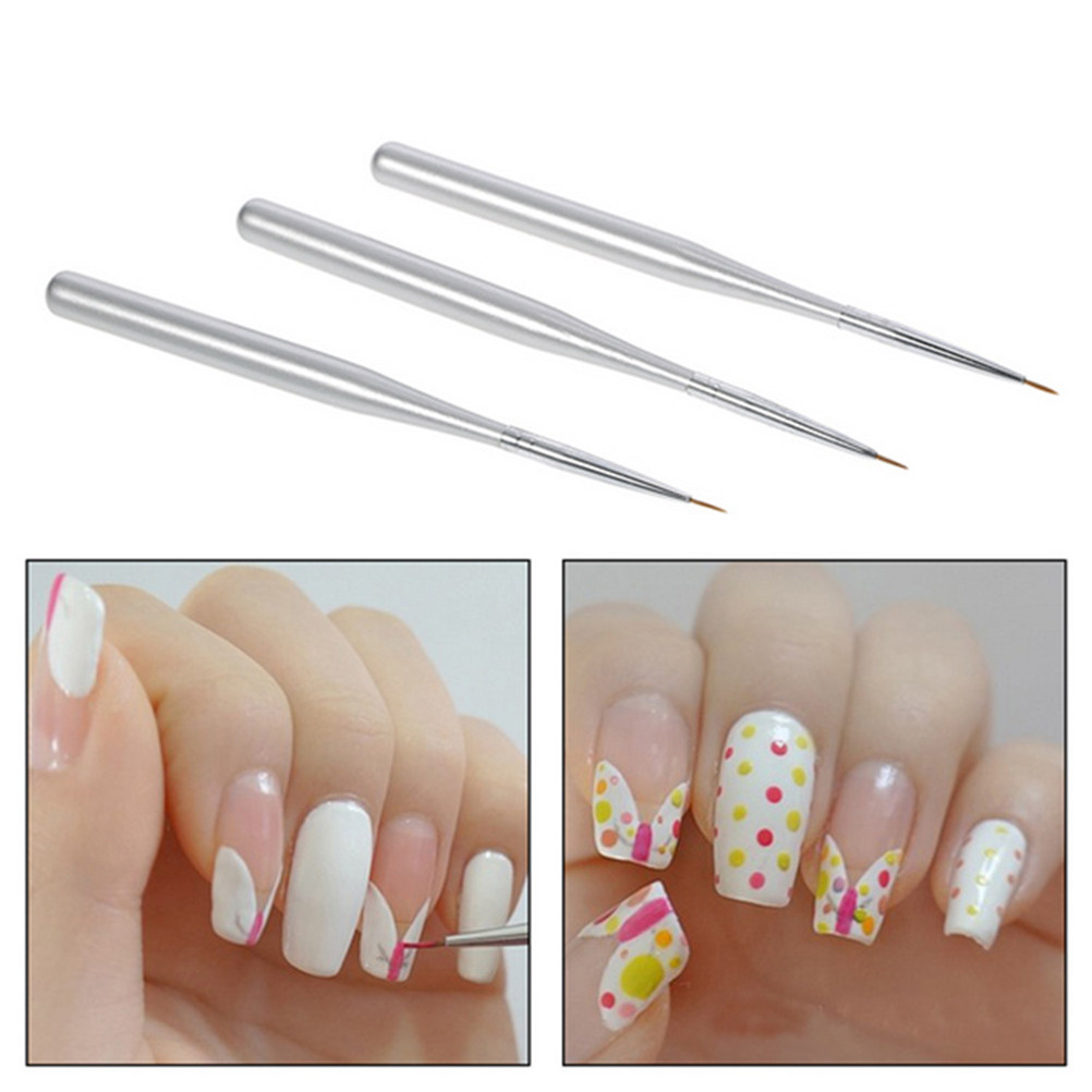Detailing Brush Set - 3本セット ネイルアートライナーペンセット 異なるブラシサイズ 精密な細描き ネイルストライピングブラシ マニキュアツール