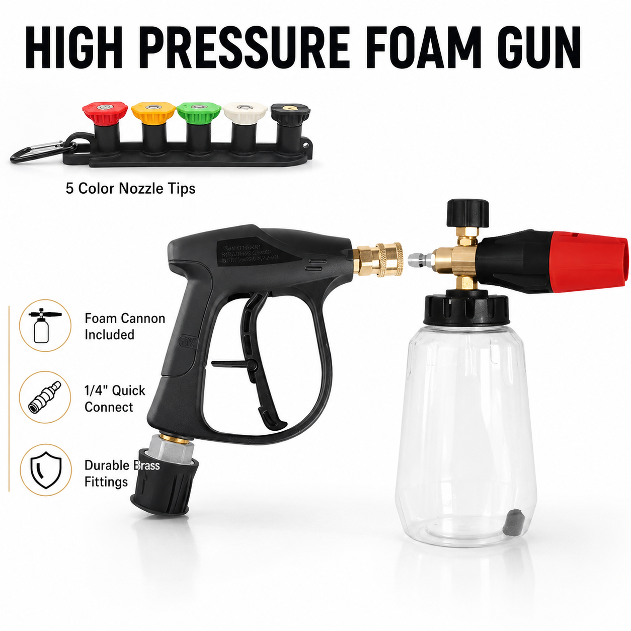 Pressure Washer Foam Gun - 1/4インチクイックコネクトフォームキャノン＆高圧洗浄機ガンキット、ケルヒャー、ニルフィスク、ボッシュ対応ホースアダプター、多目的車用