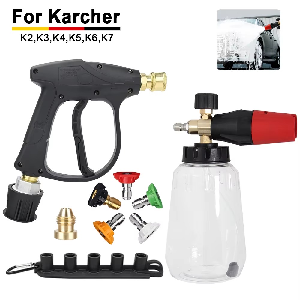 Pressure Washer Foam Gun - スノーフォームキャノンランスキット ケルヒャーK2-K7対応 高圧洗浄機 1/4クイックコネクトスプレーガン マルチノズル