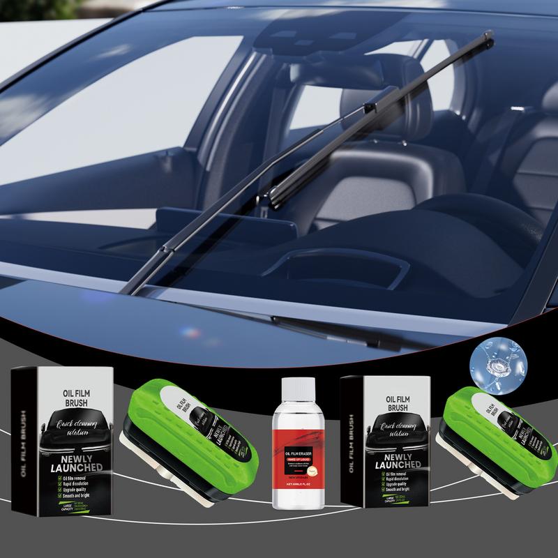Car Cleaning Brush - 車のオイルフィルムクリーニングツール、自動車のガラスクリーニングボード、効果的なフロントガラスリムーバー、120ml