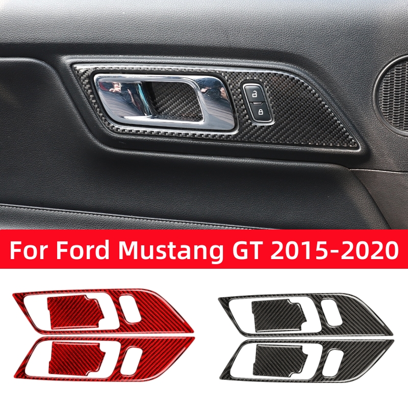 Interior Detailing Kit - フォードマスタング GT 2015-2021 アクセサリーカーボンファイバースタイリングインテリア車のドアハンドルフレーム装飾ステッカートリムカバー