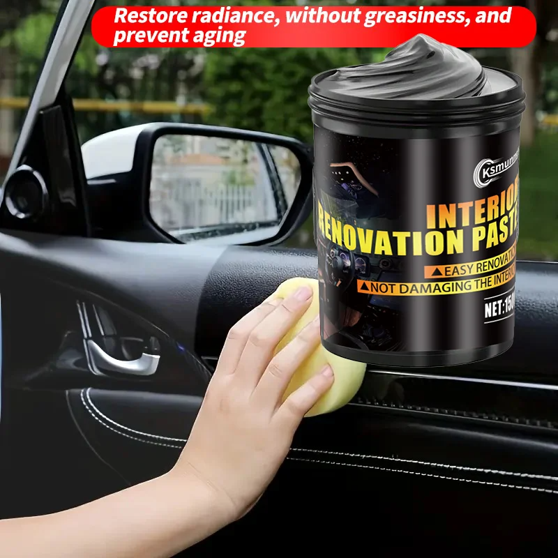 Leather Cleaner Interior - 黒色車内磨きワックス プラスチック再生 タイヤ保護 黄ばみ防止 自動車ケア用品