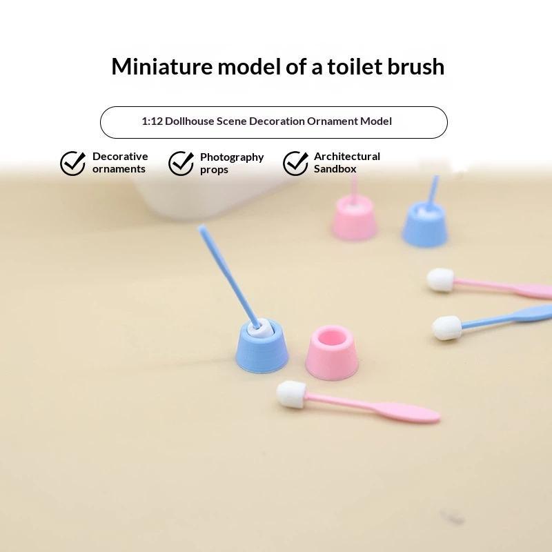 Detailing Brush Set - 1 セットミニシミュレーショントイレブラシ 1:12 ドールハウスクリーニングツールモデルトイレシーン装飾アクセサリー