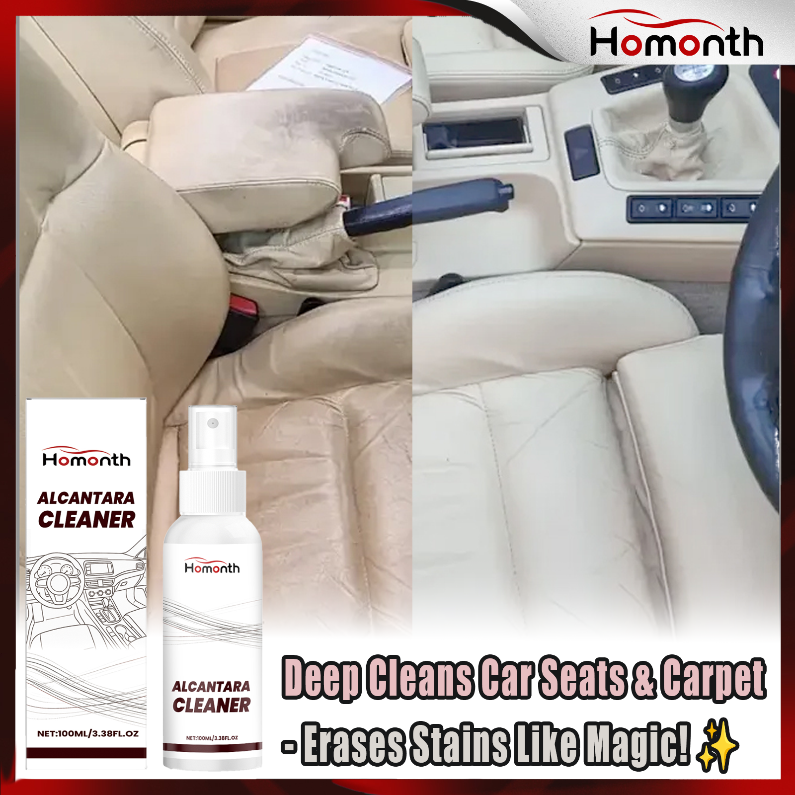 Seat Cleaner Fabric - 車内クリーニングスプレー 車内汚れ落としクリーナー レザーシートクリーナー 多機能車内メンテナンス