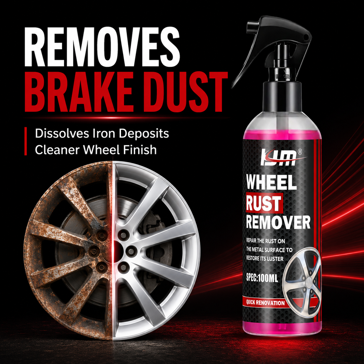 Wheel Cleaner Alloy - KJMホイールクリーナー 車のリム用 ブレーキダスト 鉄粉 錆び汚れ除去剤 合金ホイールケア