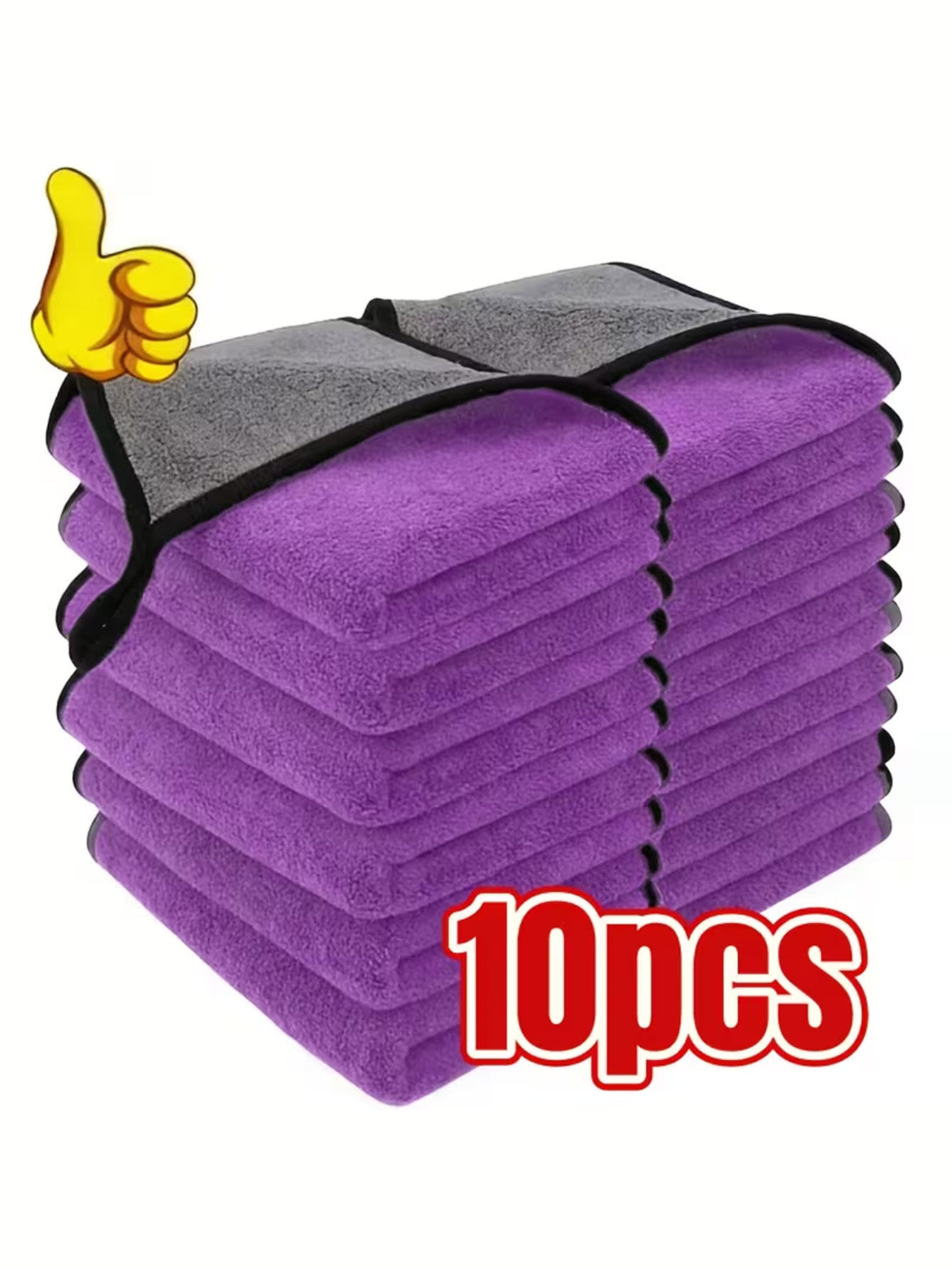 Microfiber Towel Detailing - 10枚入り両面コーラルベルベットマイクロファイバークリーニングクロス | 高吸水性再利用可能タオル、ツートンカラー、正方形、家庭、キッチン、車、浴室、ガラス掃除、食器洗いに最適、車の清掃に不可欠。