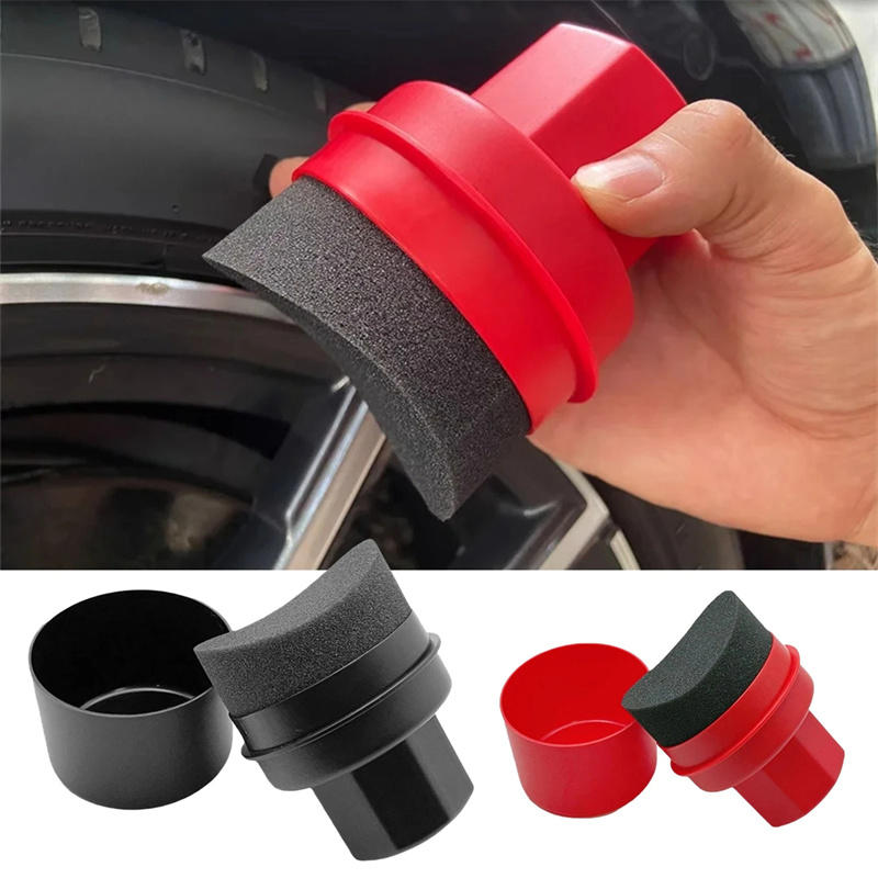 Wax Applicator Pad - 車のタイヤワックスがけスポンジ 車のワックス塗布パッド 蓋付き 曲線形状 簡単ワックスがけ タイヤスポンジ