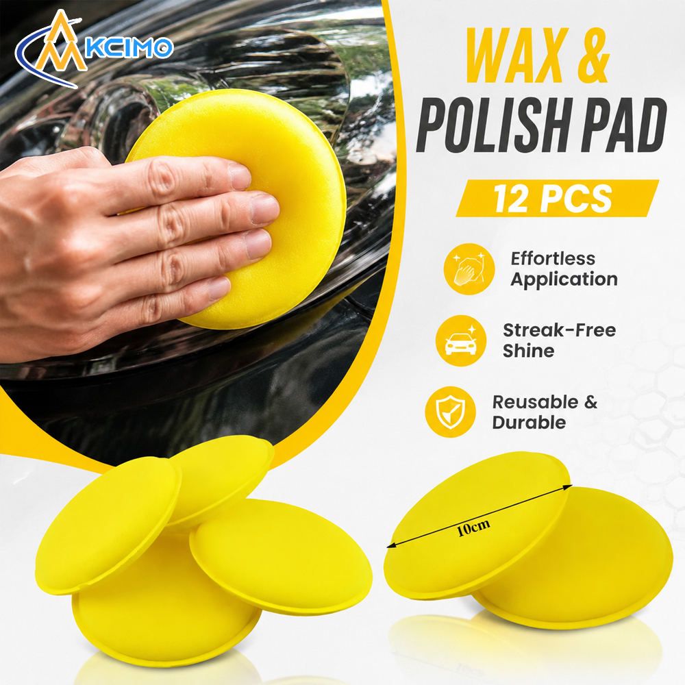 Wax Applicator Pad - 12個入り高密度フォームワックスアプリケーターパッド、丸型車両ワックス掛けバフスポンジ、自動車塗装表面ケアディテーリングツール