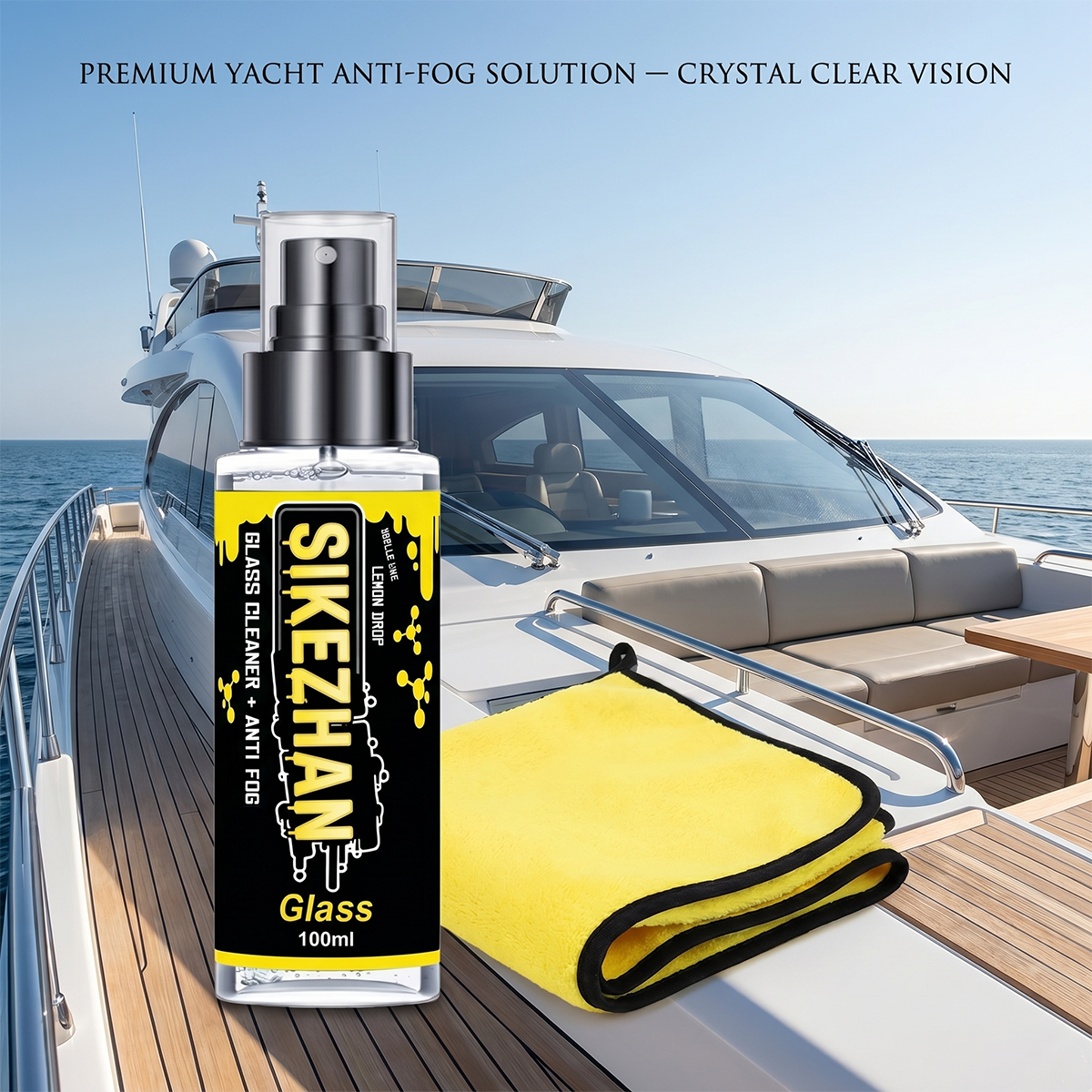 Glass Cleaner Streak - 車、RV、ボート用の2-in-1曇り止めスプレー＆ガラスクリーナー、タオル付きの跡が残らない窓用曇り止め、アンモニアフリー
