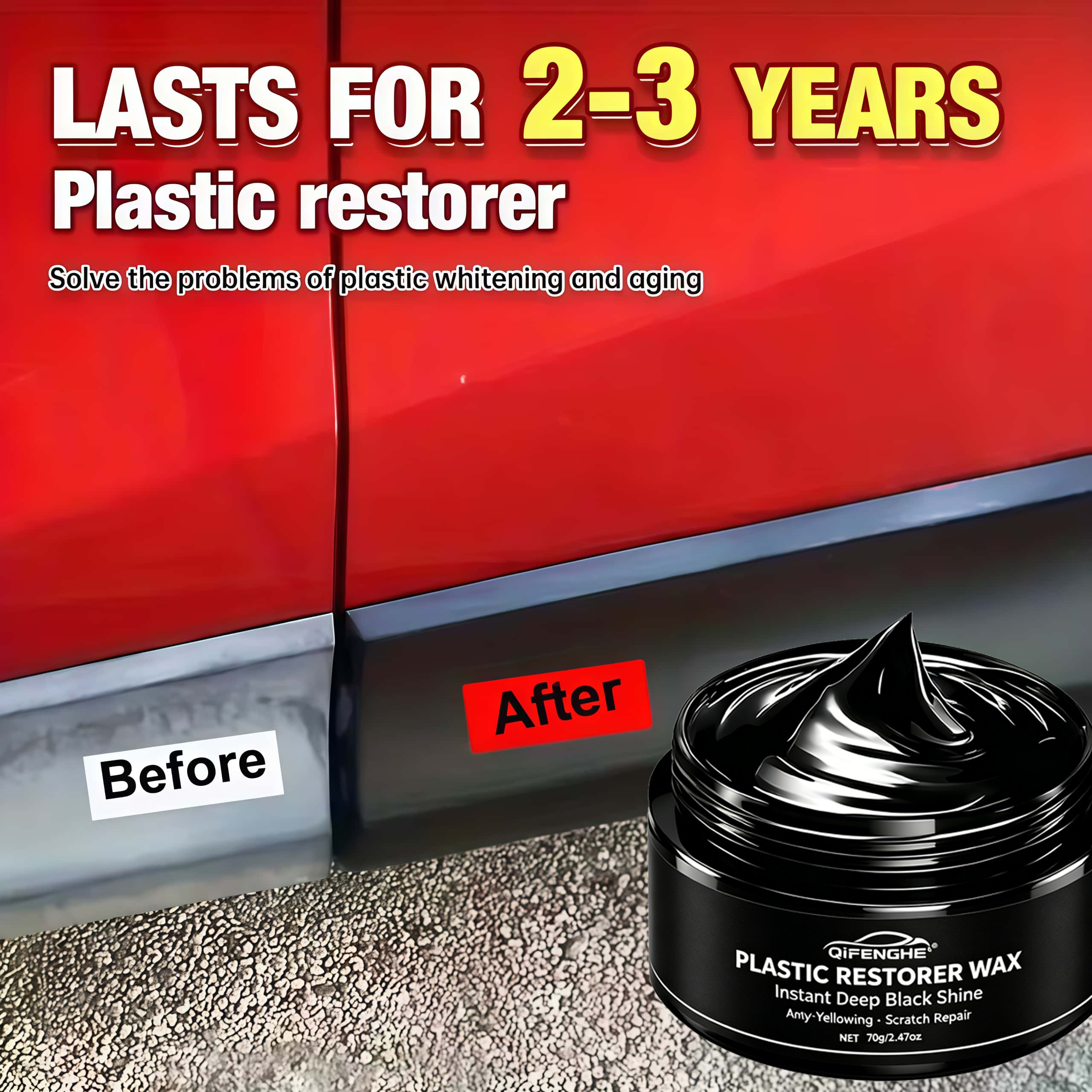 Trim Restorer Plastic - プラスチックコーティング再生ワックス 車トリム修復剤 傷除去剤 ブラックポリッシュ 黄ばみ防止保護 ダッシュボードバンパーケア