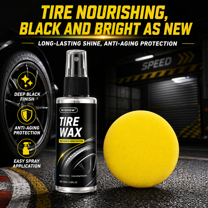 Tire Shine Spray Sealant - タイヤシャインスプレー、長持ちする濡れた黒色タイヤドレッシング修復剤、車やトラック用のUV保護ラバーシーラント