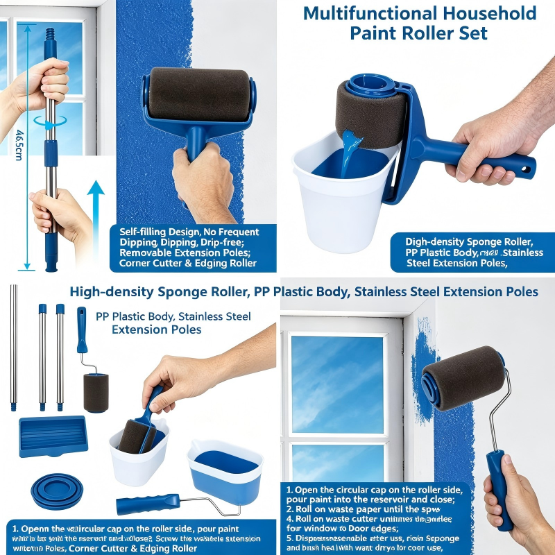 Detailing Brush Set - 人間工学に基づいたペイントローラー＆ブラシセット多機能コーナーディテールブラシ家庭用壁装飾DIYプロフェッショナルペイントツール