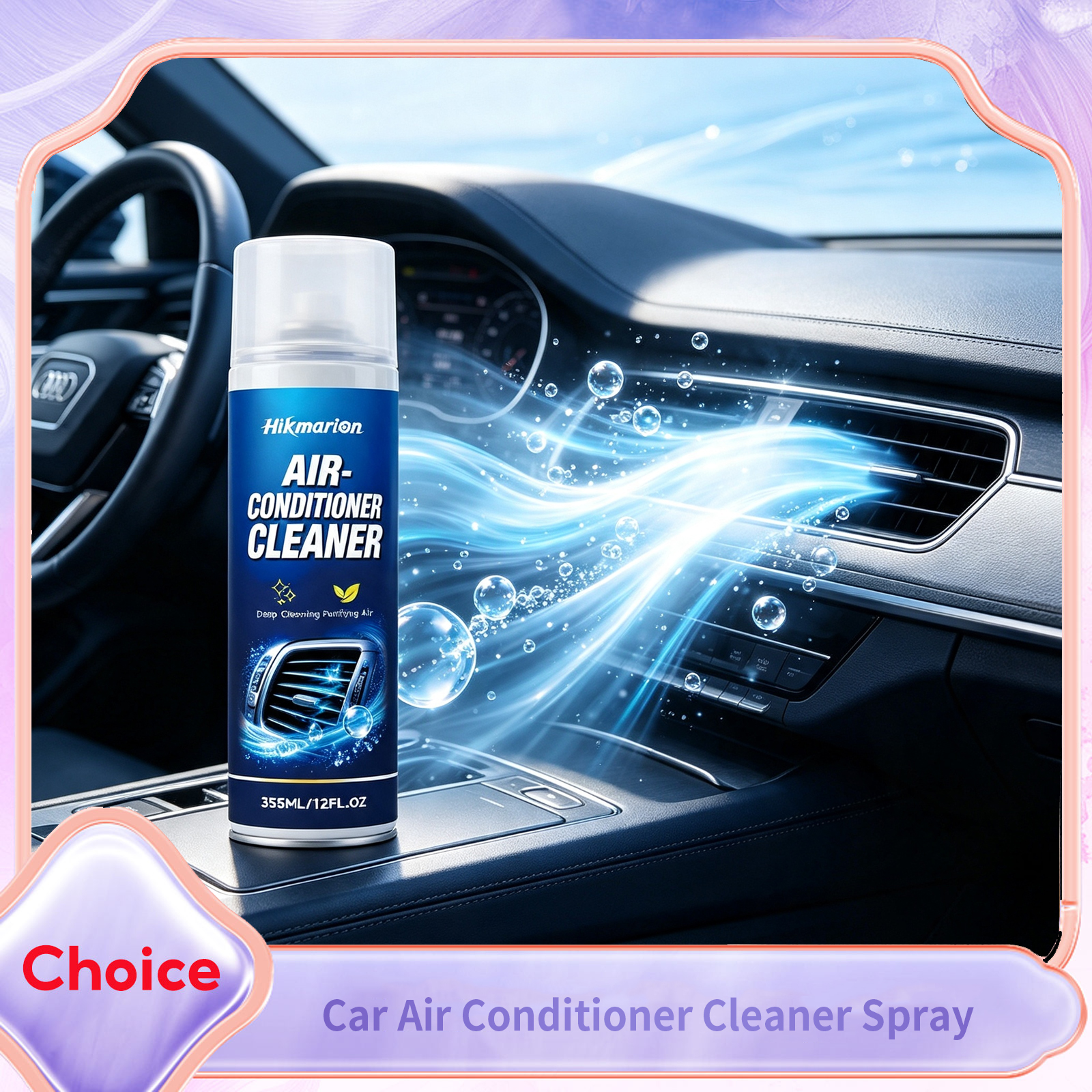 Odor Eliminator Car - 車のエアコンクリーナースプレー、ほこりや汚れを素早く除去、防カビ、消臭、自動車エアコン吹き出し口フォーム洗浄消臭剤