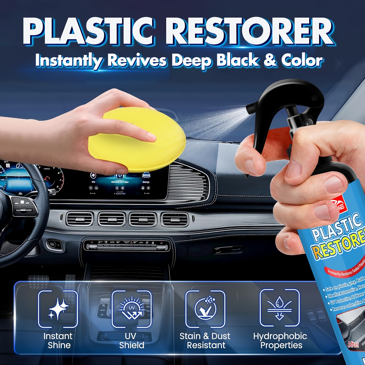 Trim Restorer Plastic - 車用ブラックトリム＆プラスチックレストアラー（5.07オンス/150ml） | 色褪せたバンパー、ゴム、ビニールを復元、長持ちするUV保護効果