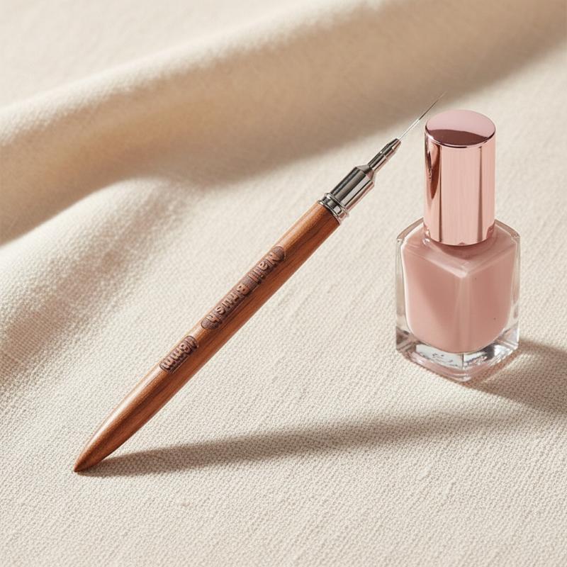 Detailing Brush Set - サンダルウッドハンドル付き5ピースネイルアートライナーブラシセット、精密キャップ付きでネイル細工の細かいディテールを実現します。
