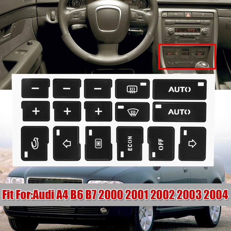 Trim Restorer Plastic - Auti a4 b6 b7 2000-2004用の制御ボタン修理デカール車のインテリアエアコンパネルボタン修理ステッカートリム