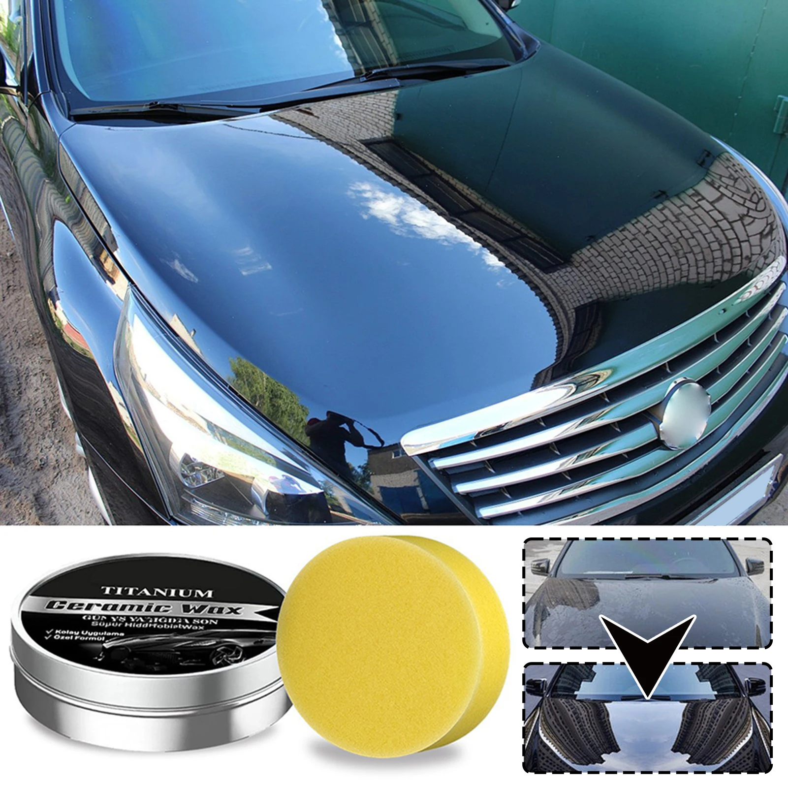 Car Wax Ceramic Coating - 車のコーティング研磨ワックス自動車スクラッチ修復ワックチタンセラミックワックスコーティング剤クイック洗車カーケア