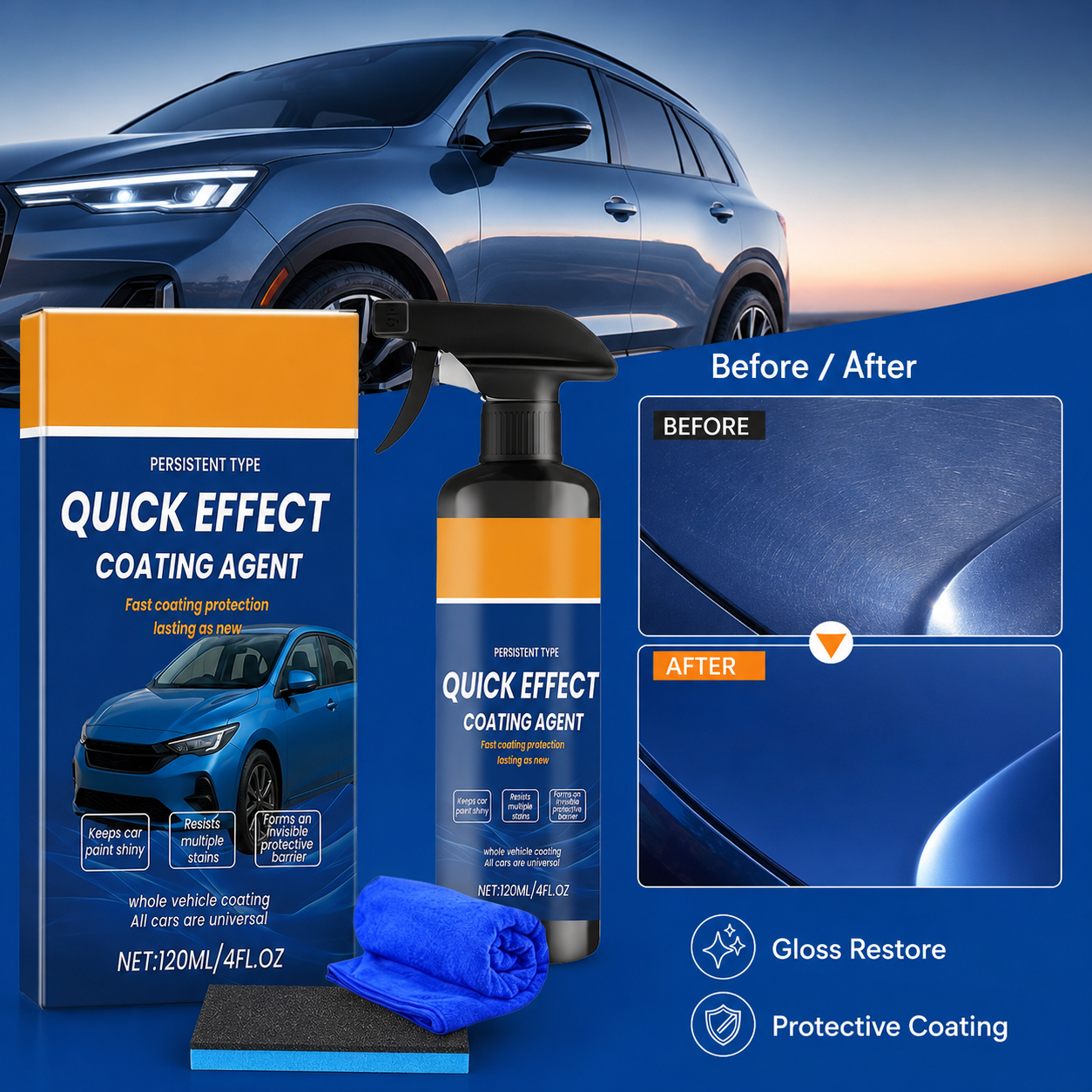 Car Wax Ceramic Coating - 車のコーティングスプレー クイック効果 セラミックワックス 撥水性 光沢保護 クリーナー