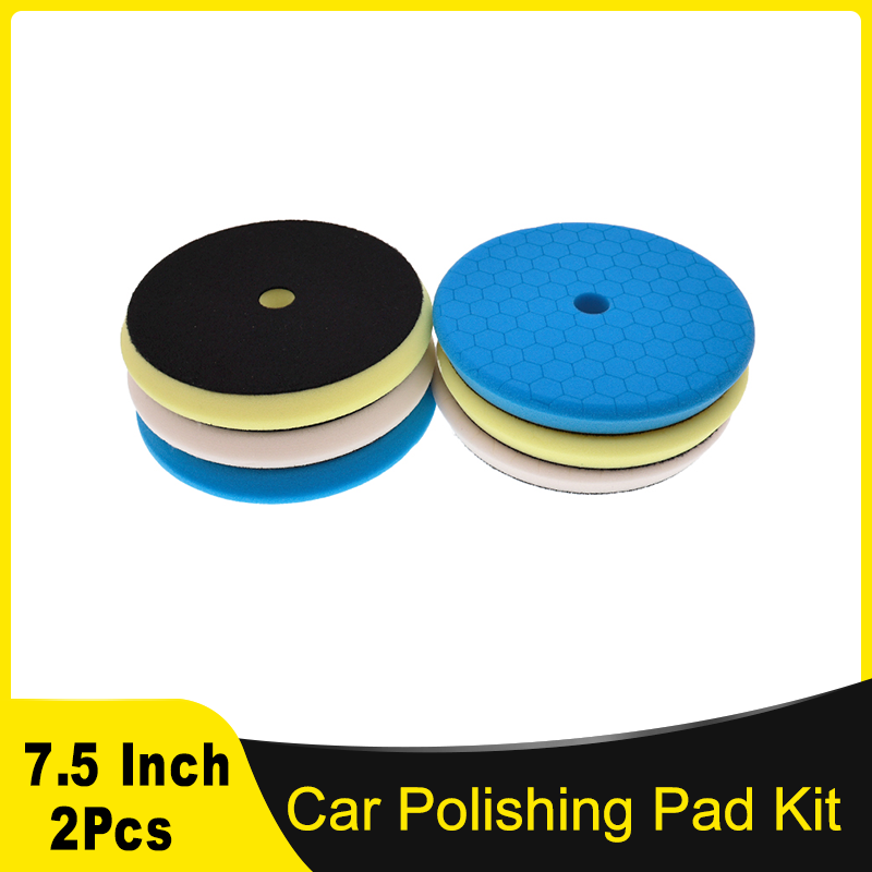 Polish Pad Set Buffer - 7.5インチ車磨きパッドキット、粗目から細目までのフォームバフスポンジパッド、自動車用バフ研磨パッドセット（DA/ROポリッシャーバフツール用）