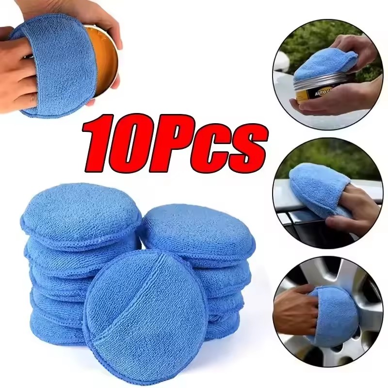 Interior Detailing Kit - 10/1個入り 5インチ マイクロファイバー ワックス塗布パッド 超ソフト 車磨きスポンジ
