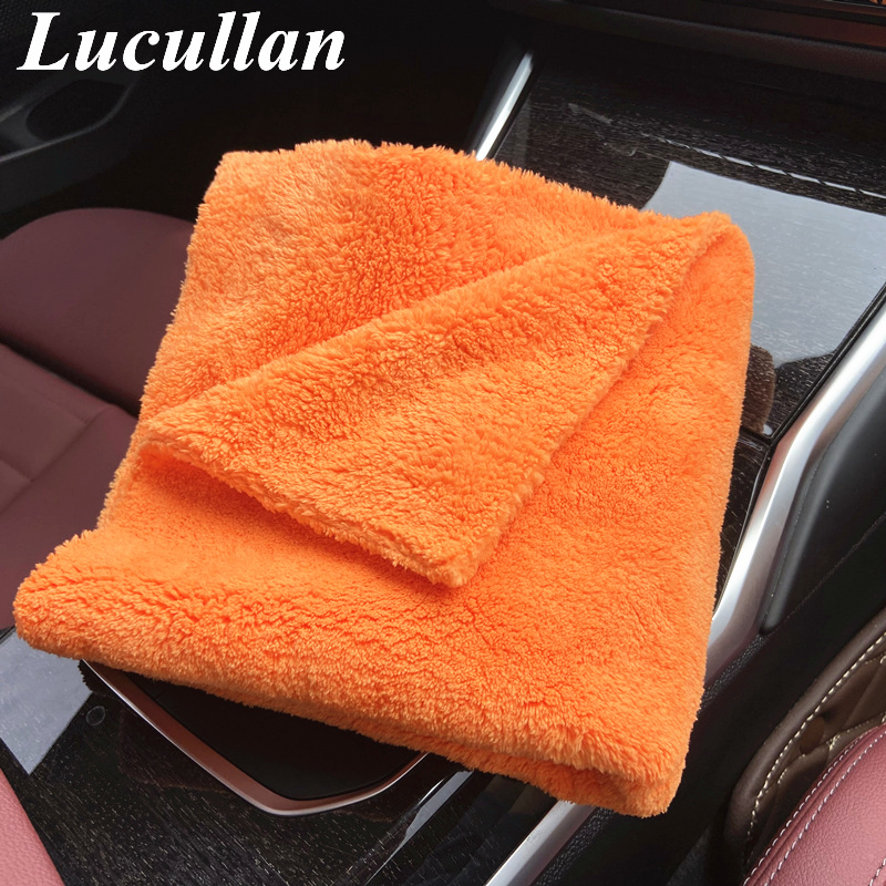 Interior Detailing Kit - Lucullan 40 × 40 センチメートルオレンジ超厚手ぬいぐるみエッジレスマイクロファイバータオルカーケアクリーニングクロス研磨ディテール乾燥ぼろ