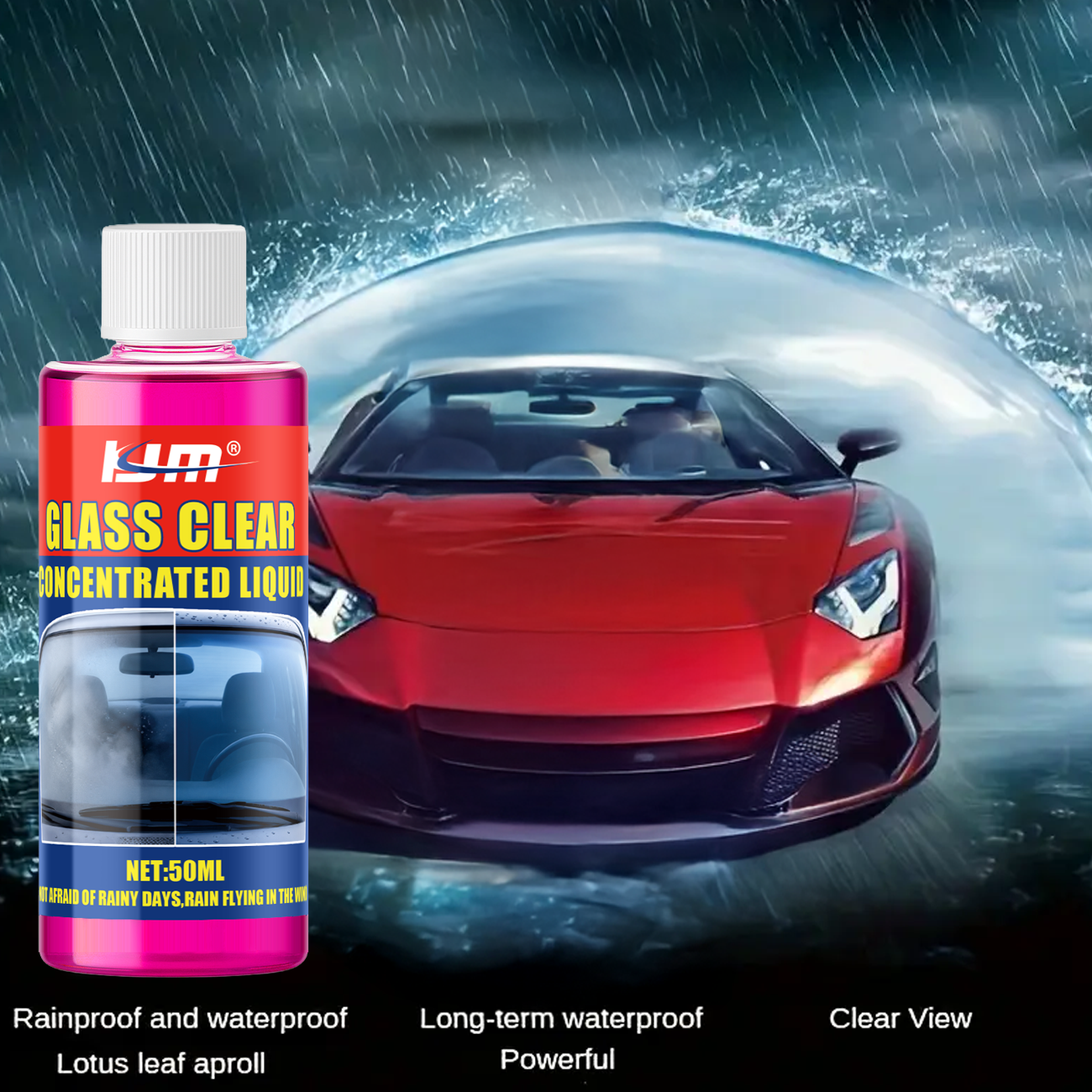 Glass Cleaner Streak - KJM濃縮カーガラスクリーナー ウィンドシールドウォッシャー液添加剤 横線なし処方でクリアな視界を実現