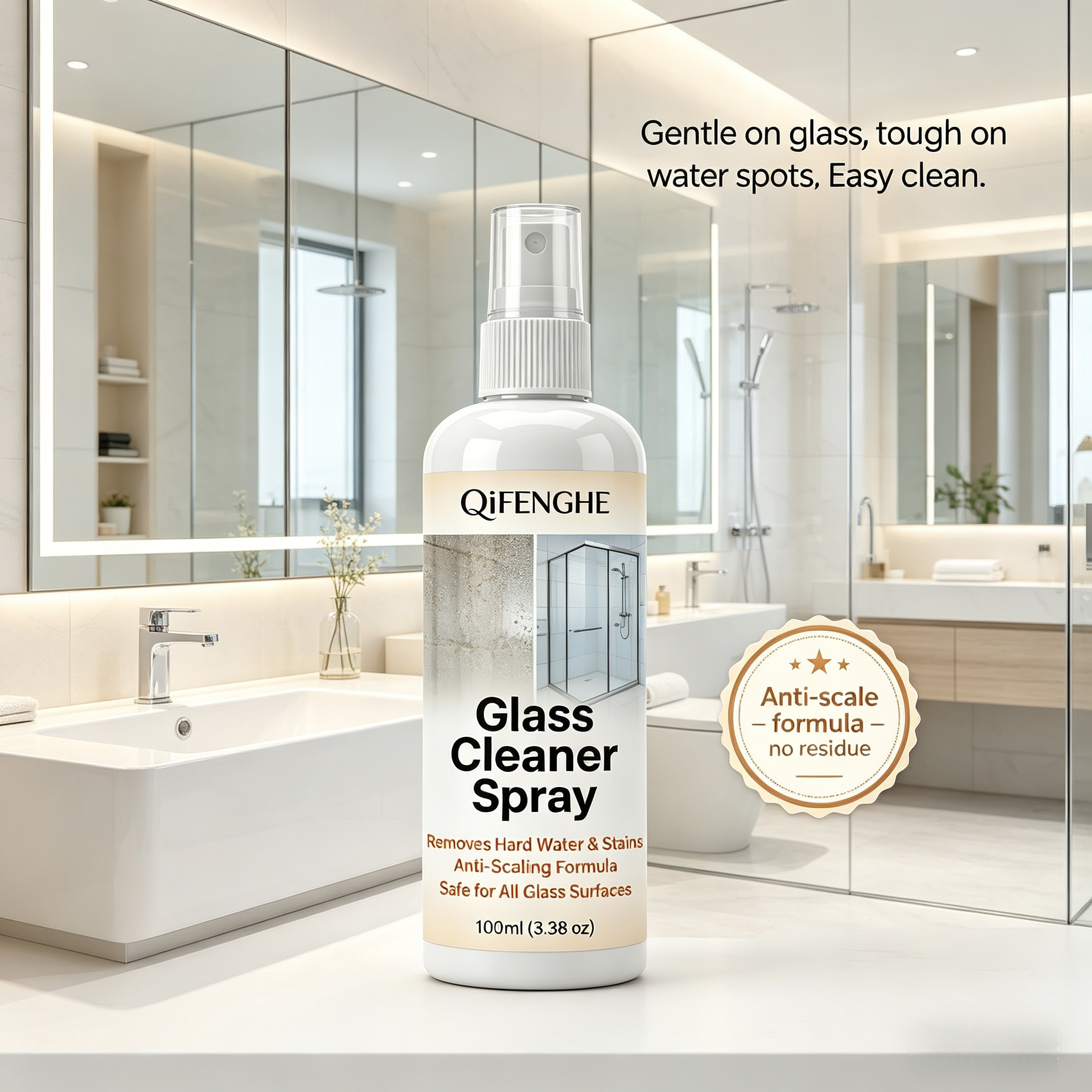 ガラス用瞬間硬水垢除去剤 - 水垢＆石鹸垢クリーナー、シャワ - Glass Cleaner Streak のレビューと価格