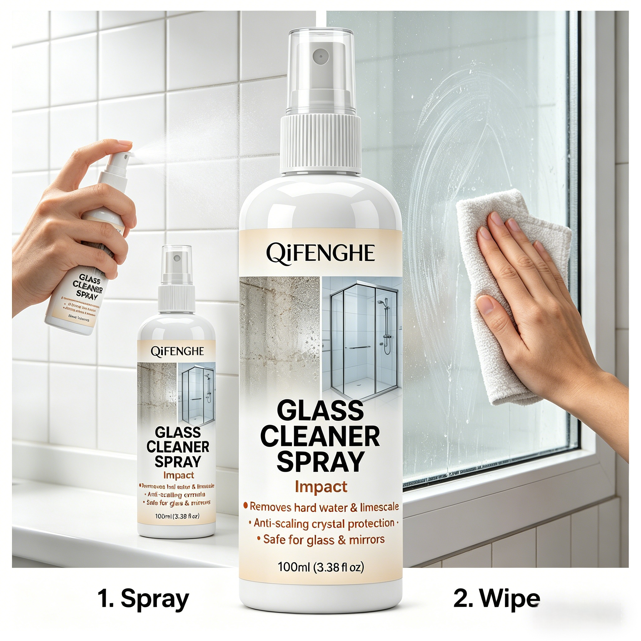 ガラス用瞬間硬水垢除去剤 - 水垢＆石鹸垢クリーナー、シャワ - Glass Cleaner Streak のレビューと価格
