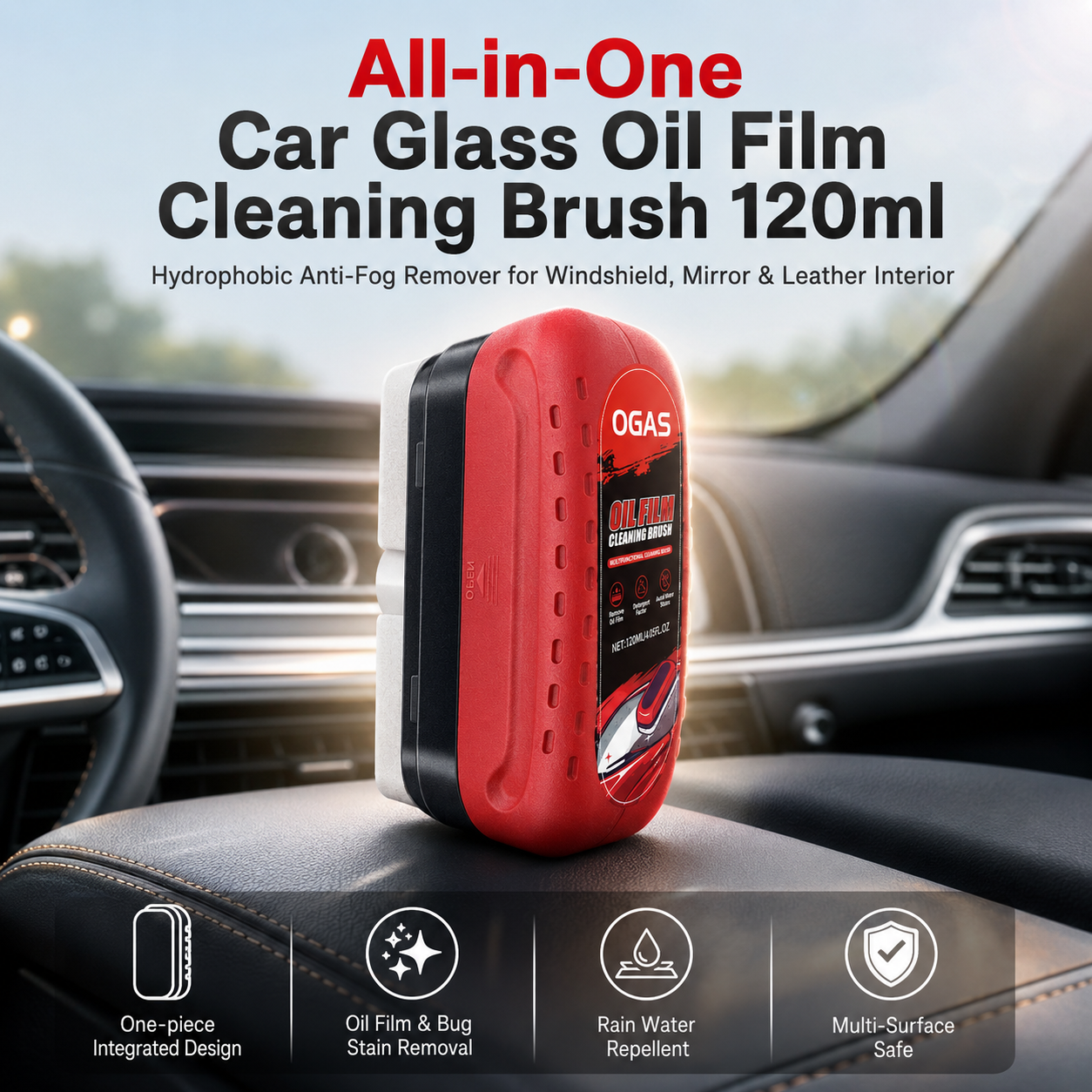 車のガラス油膜洗浄ブラシ 疎水性曇り止めフロントガラスクリー - Leather Cleaner Interior のレビューと価格