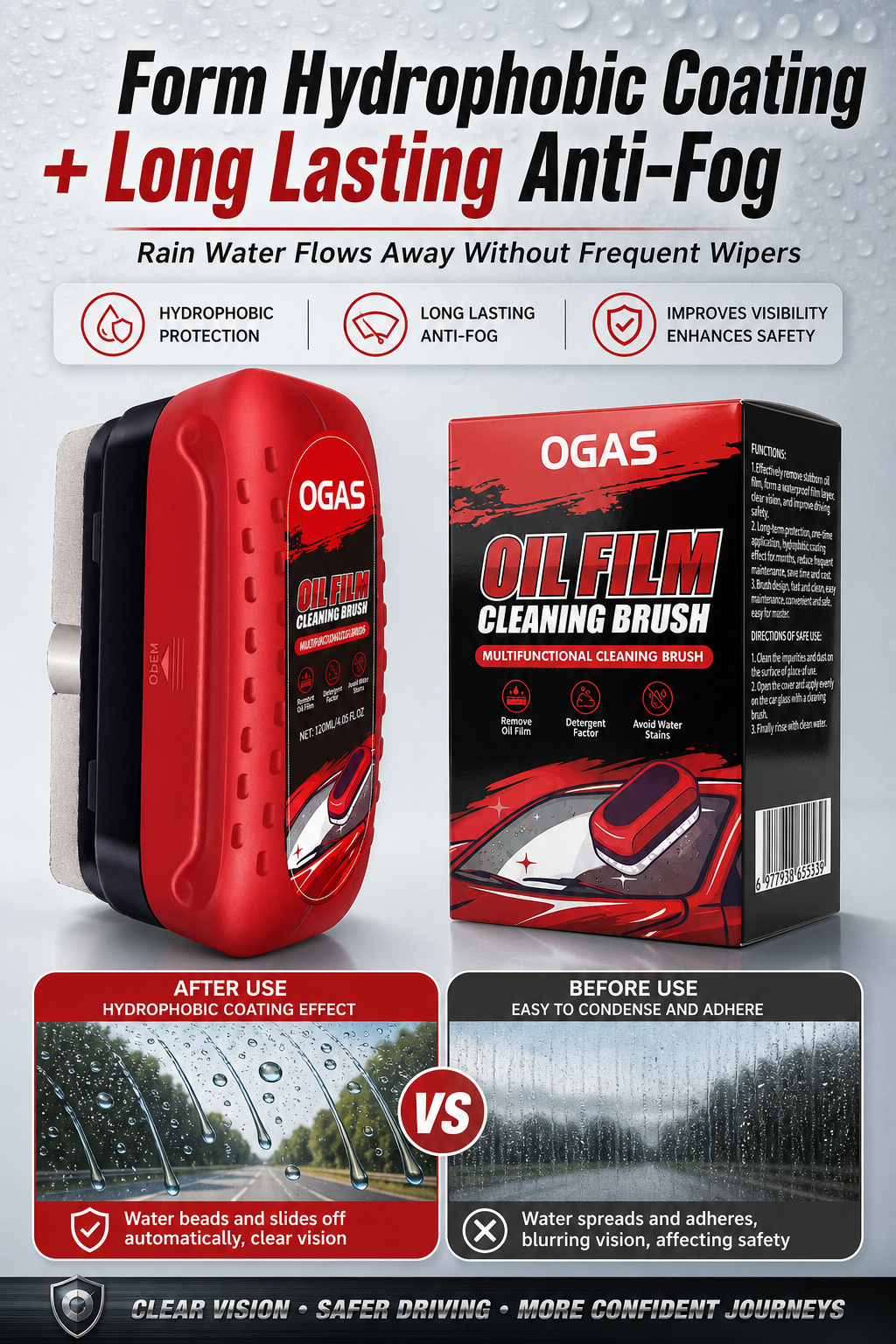 車のガラス油膜洗浄ブラシ 疎水性曇り止めフロントガラスクリー - Leather Cleaner Interior のレビューと価格