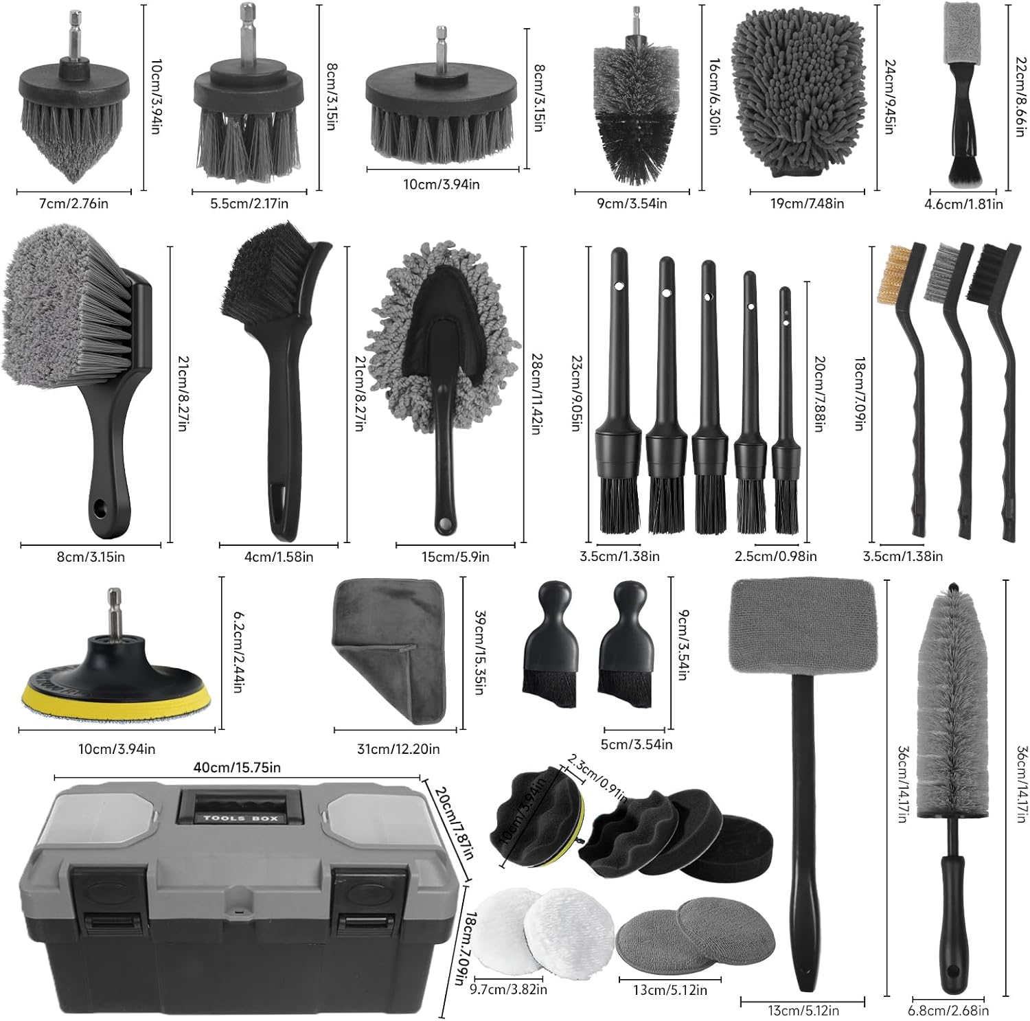 カーディテーリングキット、36点入りプロ仕様車内・車外ホイー - Interior Detailing Kit のレビューと価格