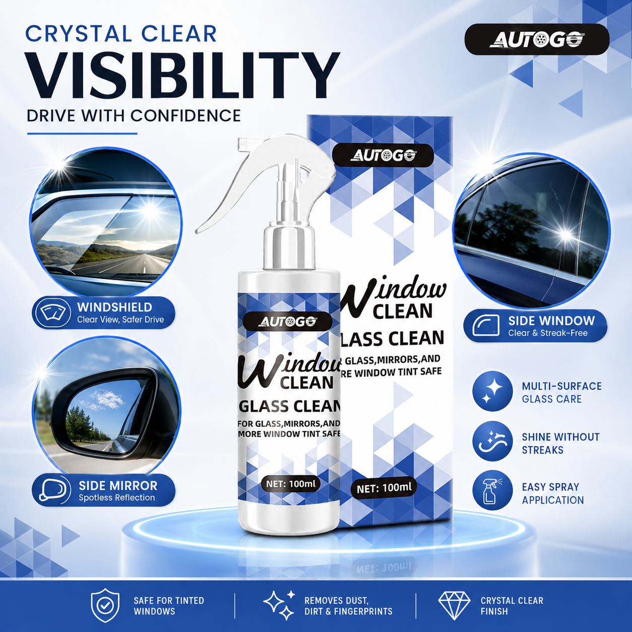 アンモニアフリーで筋残りしないガラス窓用クリーナー、鏡、スク - Glass Cleaner Streak のレビューと価格