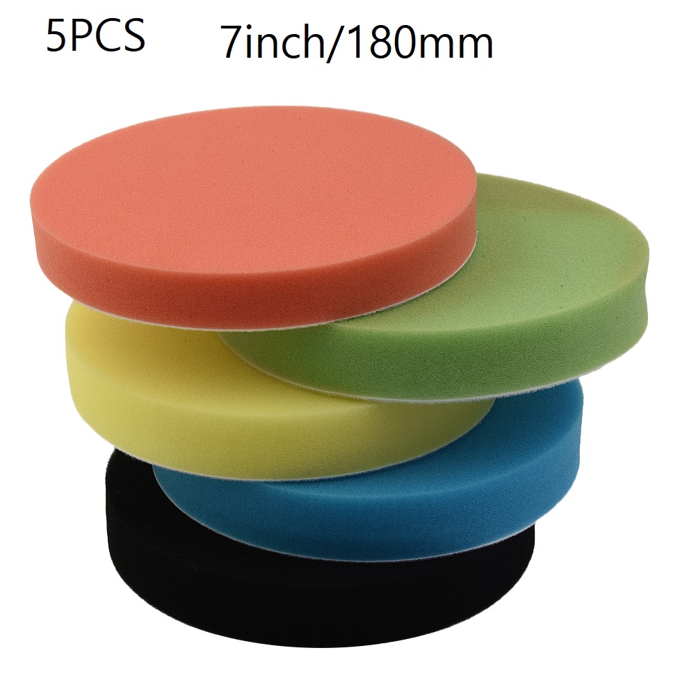 5個入りスポンジ研磨パッド 7インチ/180mm 車用丸型フ - Polish Pad Set Buffer のレビューと価格