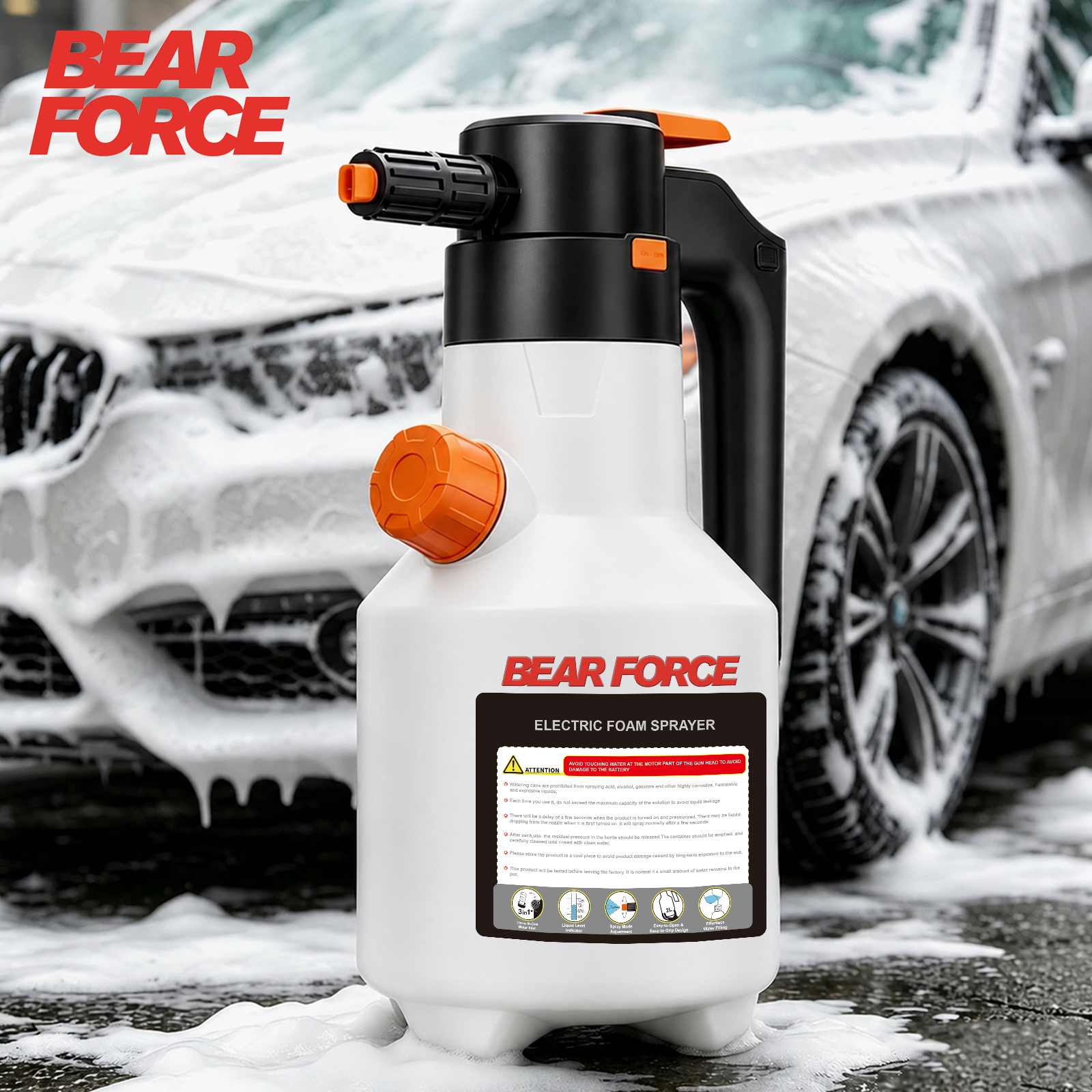 2L電動フォームスプレーヤー、3000mAh USB充電式、 - Foam Cannon Car Wash のレビューと価格