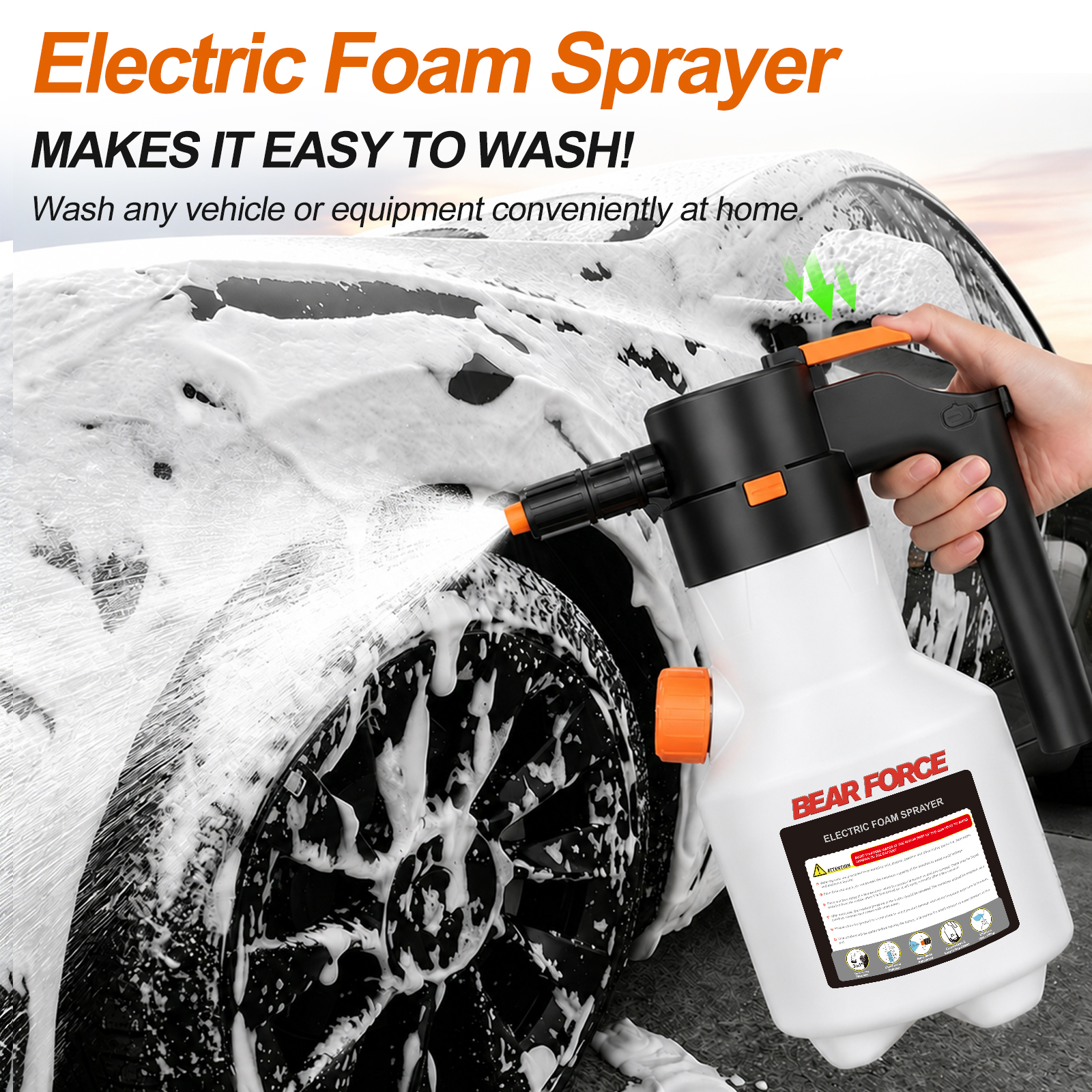 2L電動フォームスプレーヤー、3000mAh USB充電式、 - Foam Cannon Car Wash のレビューと価格