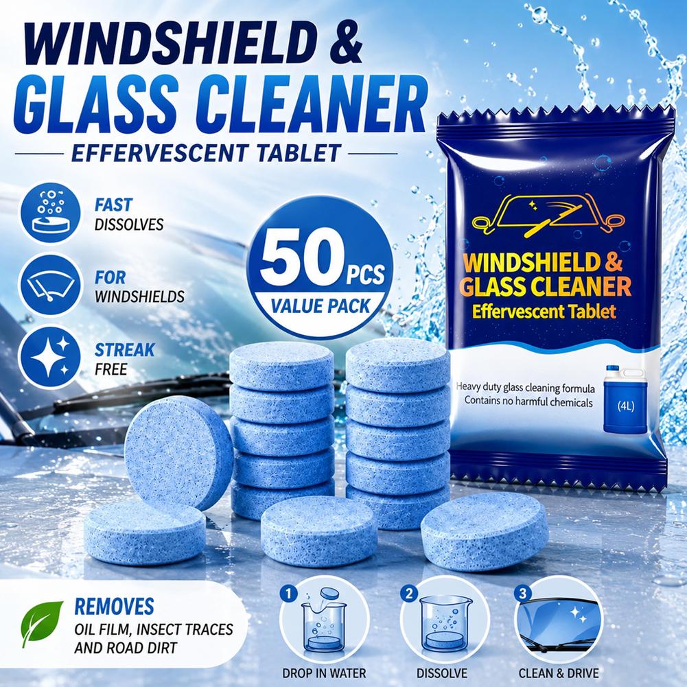 車のフロントガラス洗浄発泡錠 強力油膜除去剤 糸くずの出ない - Glass Cleaner Streak のレビューと価格