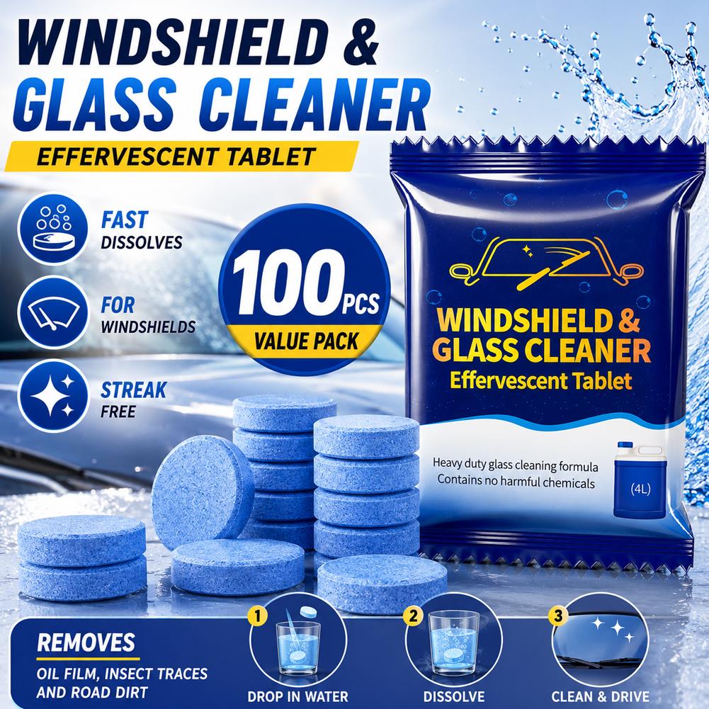 車のフロントガラス洗浄発泡錠 強力油膜除去剤 糸くずの出ない - Glass Cleaner Streak のレビューと価格