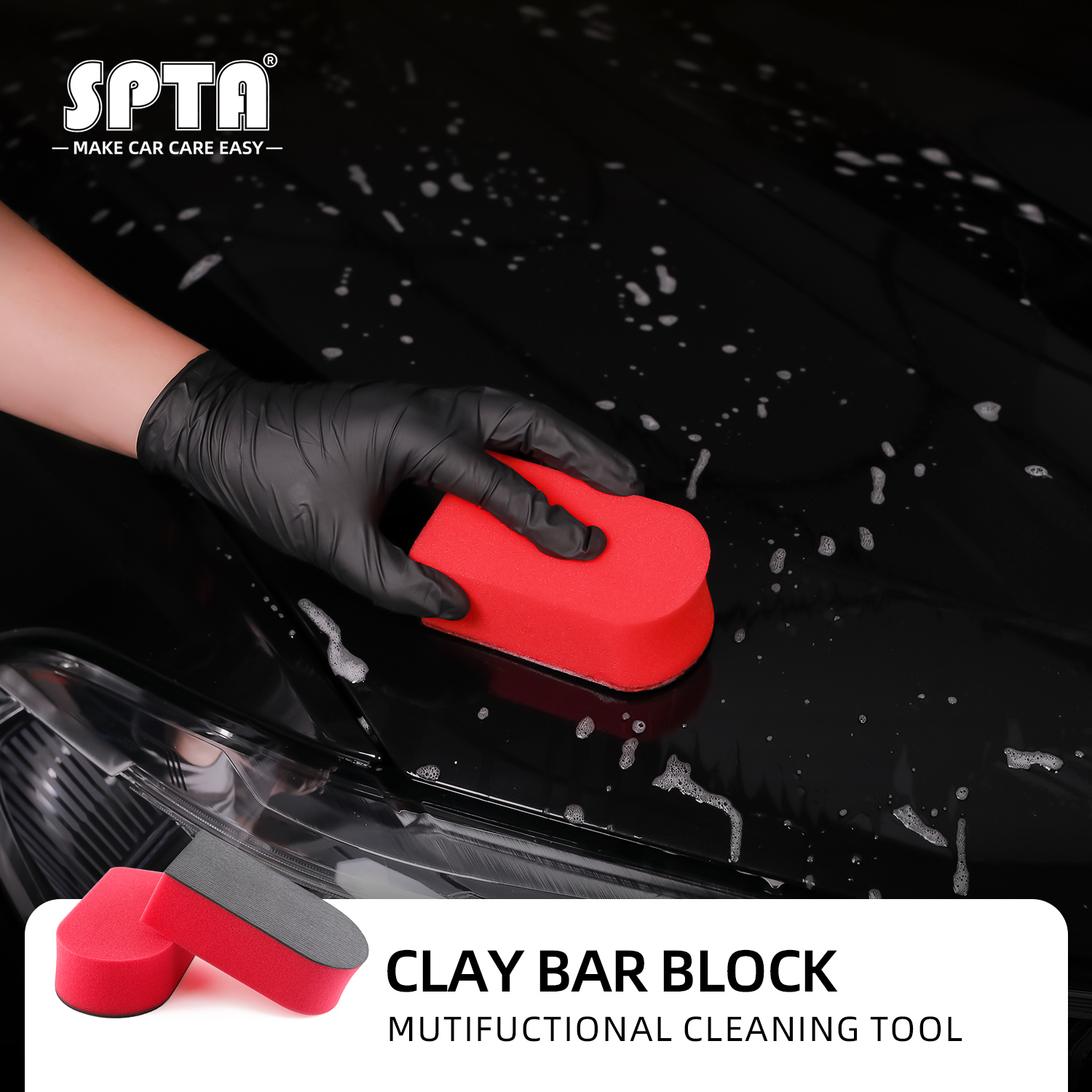 SPTA 1PC レッドカーマジッククレイバーパッド除染スポ - Clay Bar Lubricant のレビューと価格