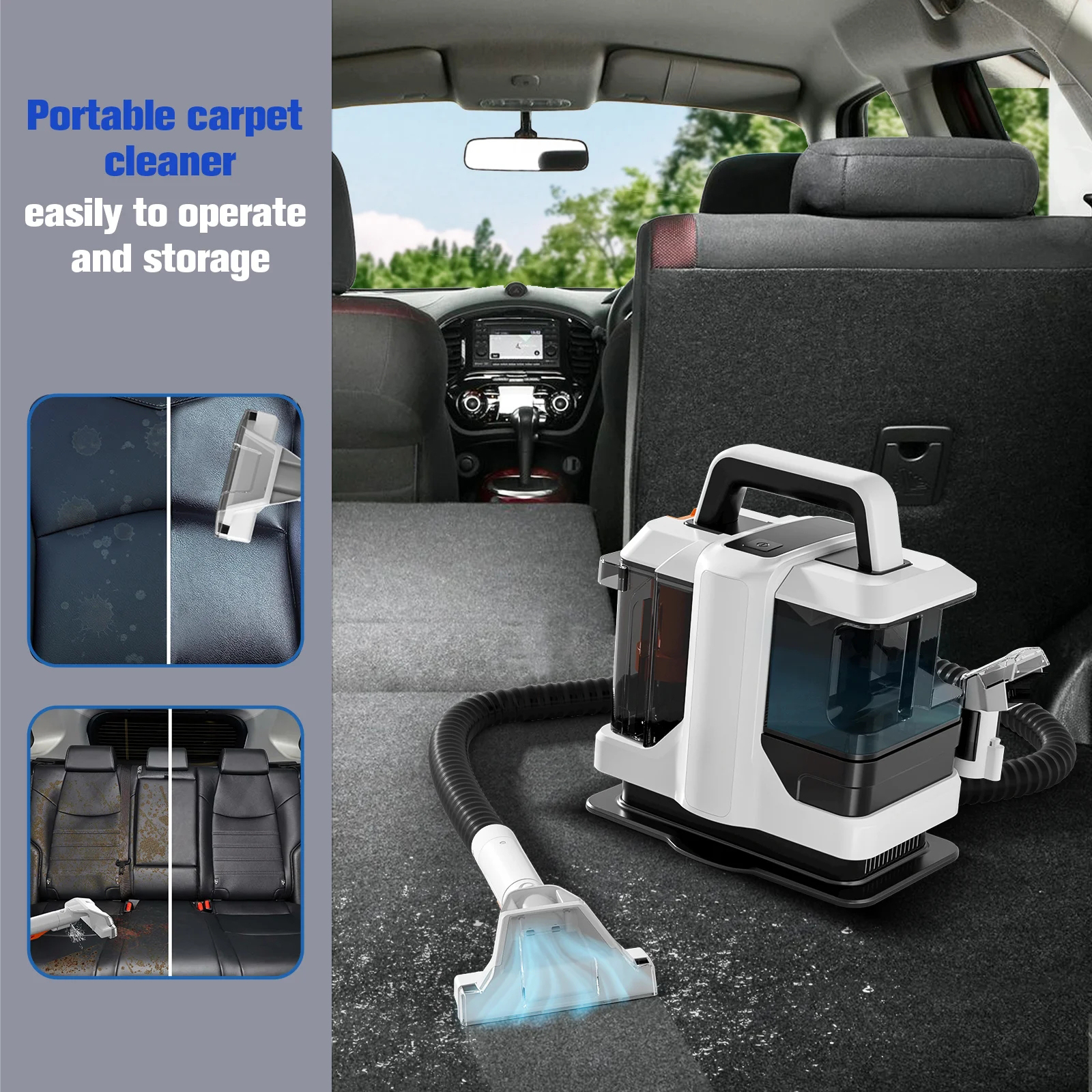 最新のポータブル家電 電動汚れ落とし ハンドヘルドカーペット - Seat Cleaner Fabric のレビューと価格