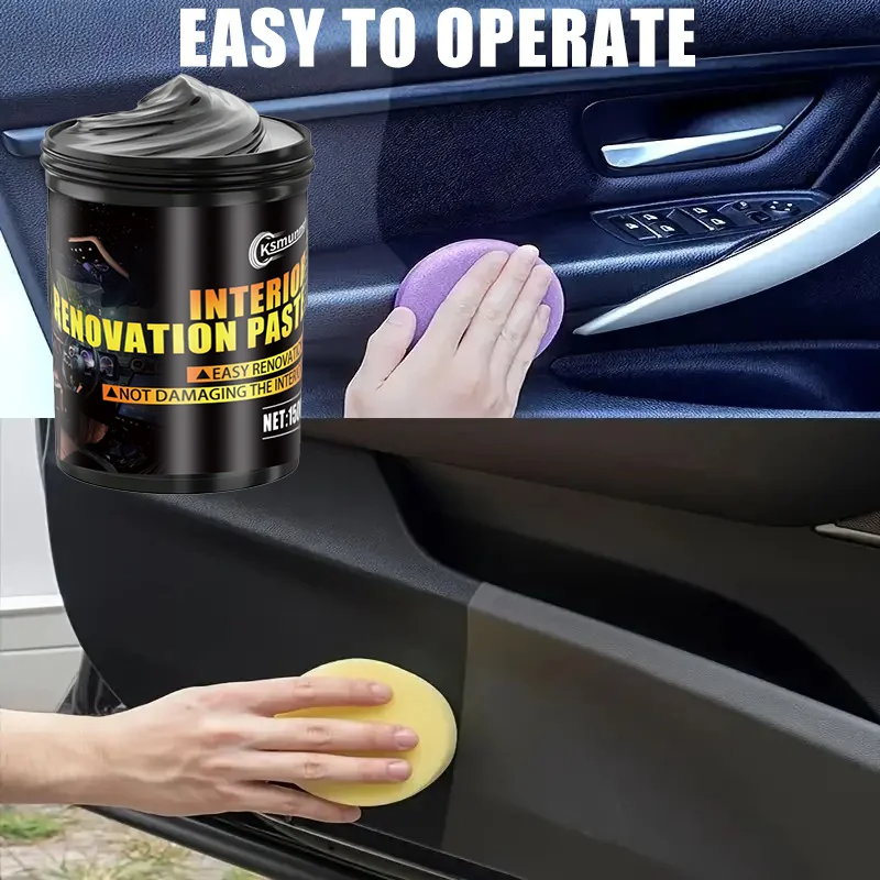 黒色車内磨きワックス プラスチック再生 タイヤ保護 黄ばみ防 - Leather Cleaner Interior のレビューと価格