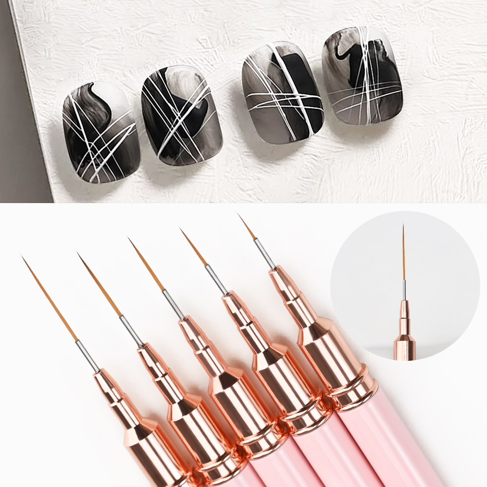 5本セット ピンクメタルハンドルネイルライナーブラシセット  - Detailing Brush Set のレビューと価格