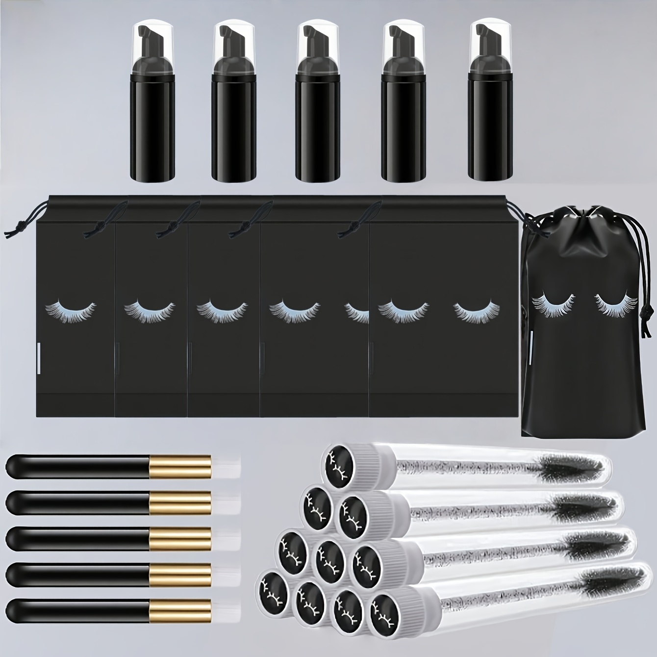 20個入りまつげケアキット - フォームポンプ5個 + ディ - Detailing Brush Set のレビューと価格