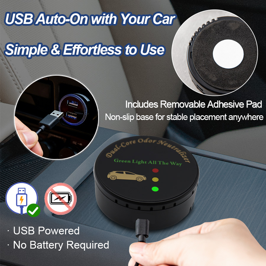 車用空気清浄機、フィルターレスUSBプラグアンドプレイ自動起 - Odor Eliminator Car のレビューと価格