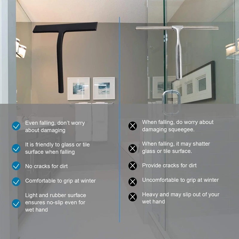 マットブラックシリコン製スクイジー、線跡のない清掃用シャワー - Glass Cleaner Streak のレビューと価格
