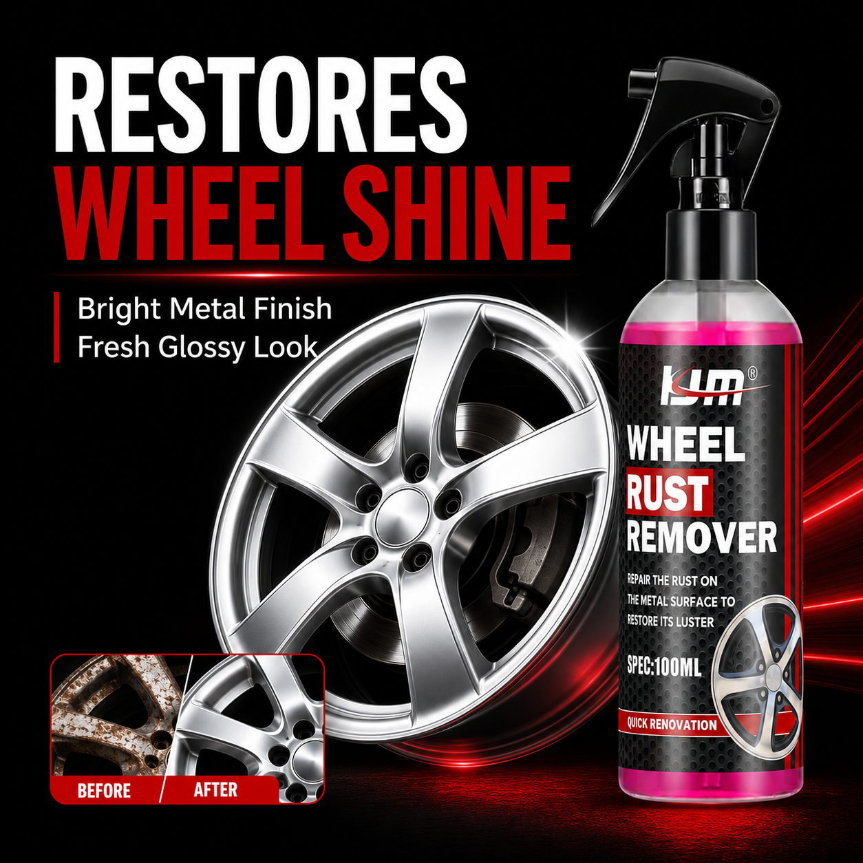 KJMホイールクリーナー 車のリム用 ブレーキダスト 鉄粉  - Wheel Cleaner Alloy のレビューと価格