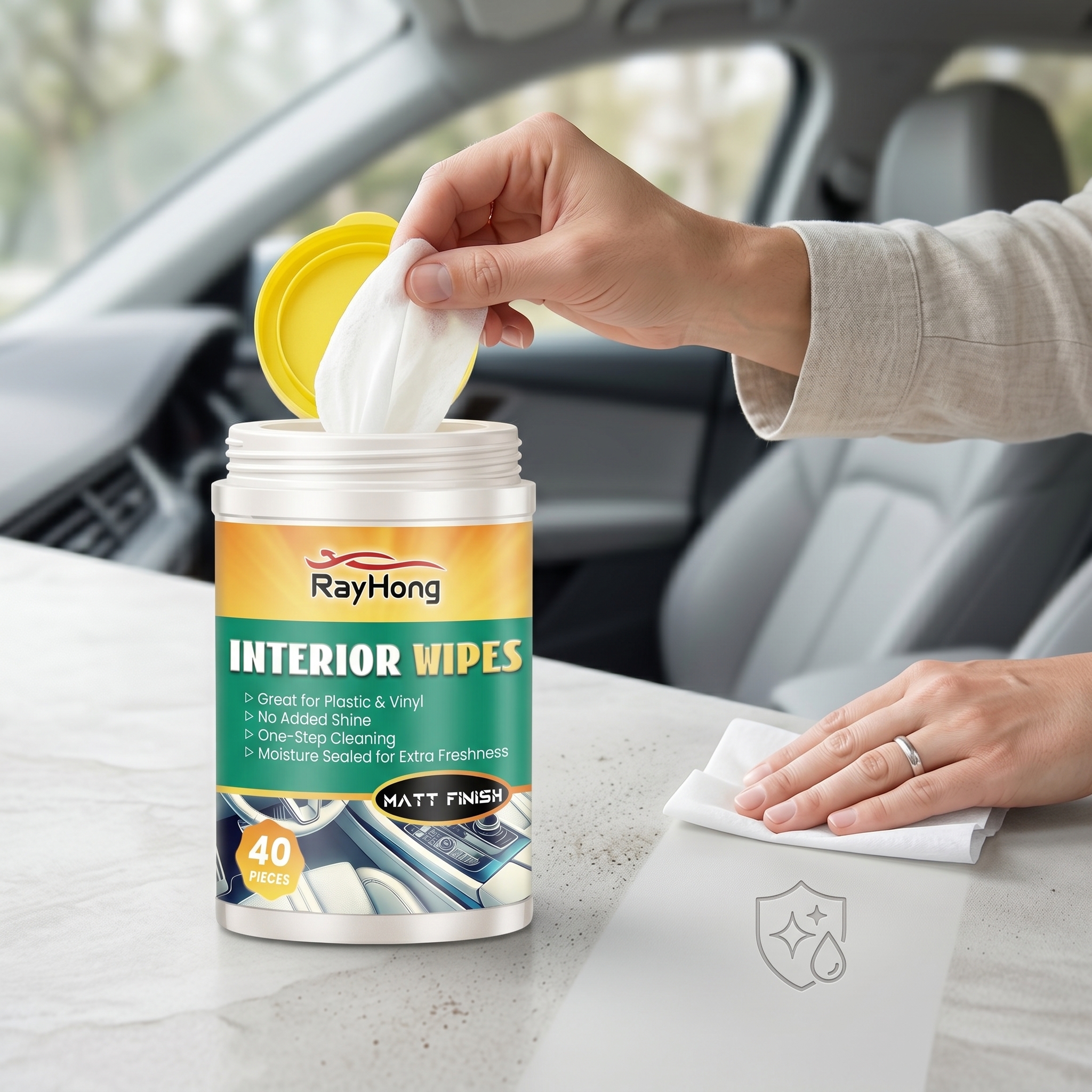 レイホン 車内光沢ワイプ 油汚れ・汚れを除去 老化跡を軽減  - Leather Cleaner Interior のレビューと価格