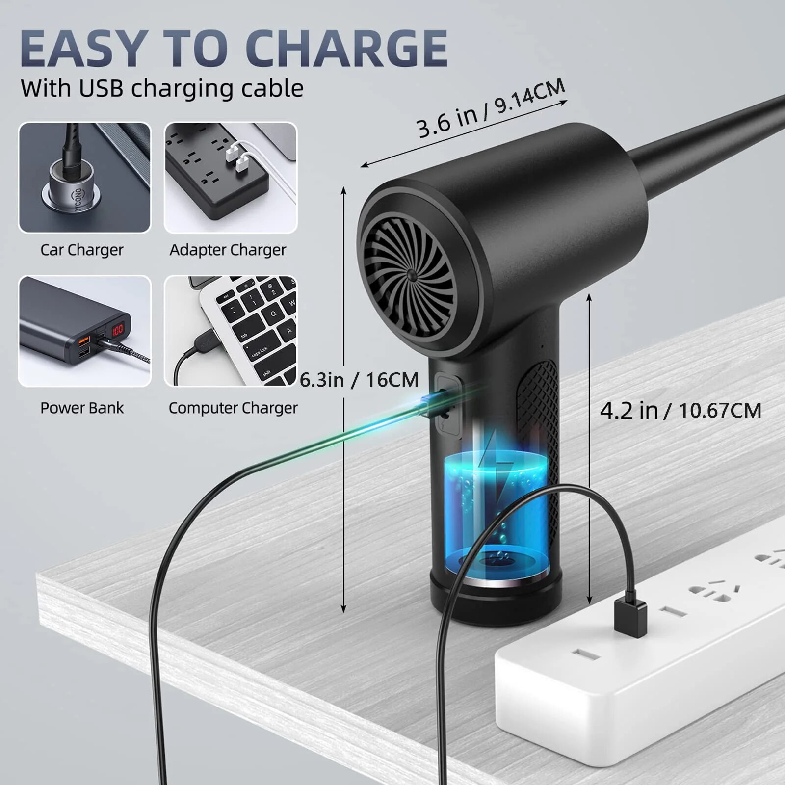 圧縮空気ダスター電気充電式コードレス送風機コンピュータキーボ - Dryer Car Blower のレビューと価格
